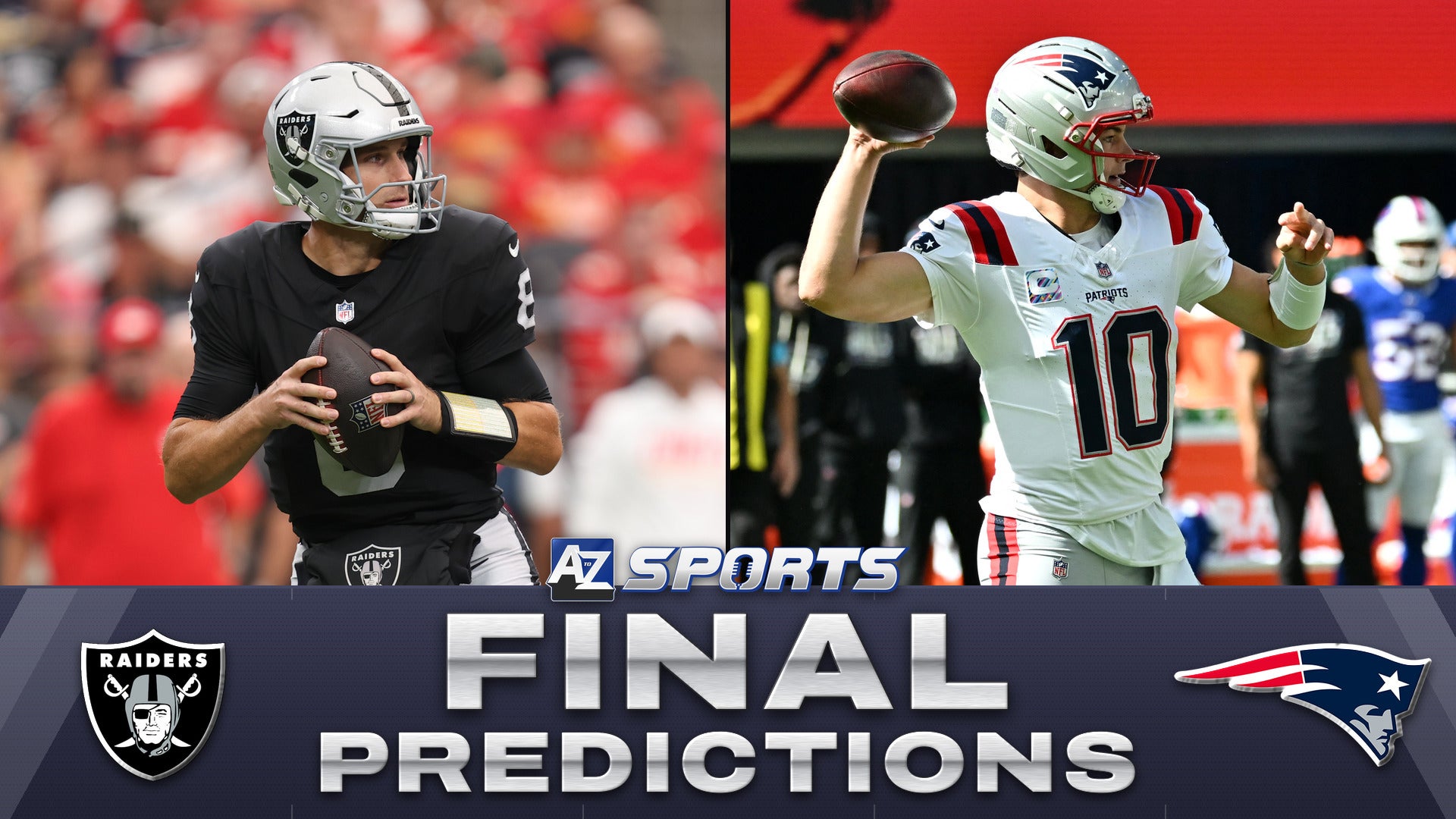 Las Vegas Raiders quarterback Kirk Cousins New England Patriots quarterback Drake Maye