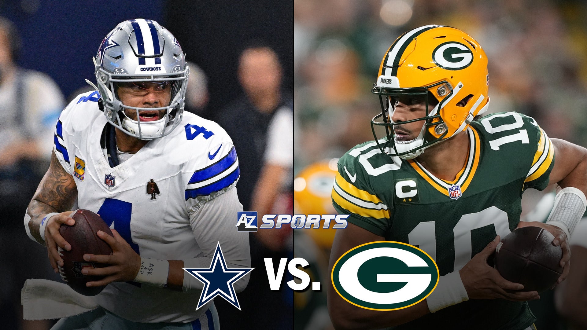 Dallas Cowboys QB Dak Prescott and Green Bay Packers QB Jordan Love.